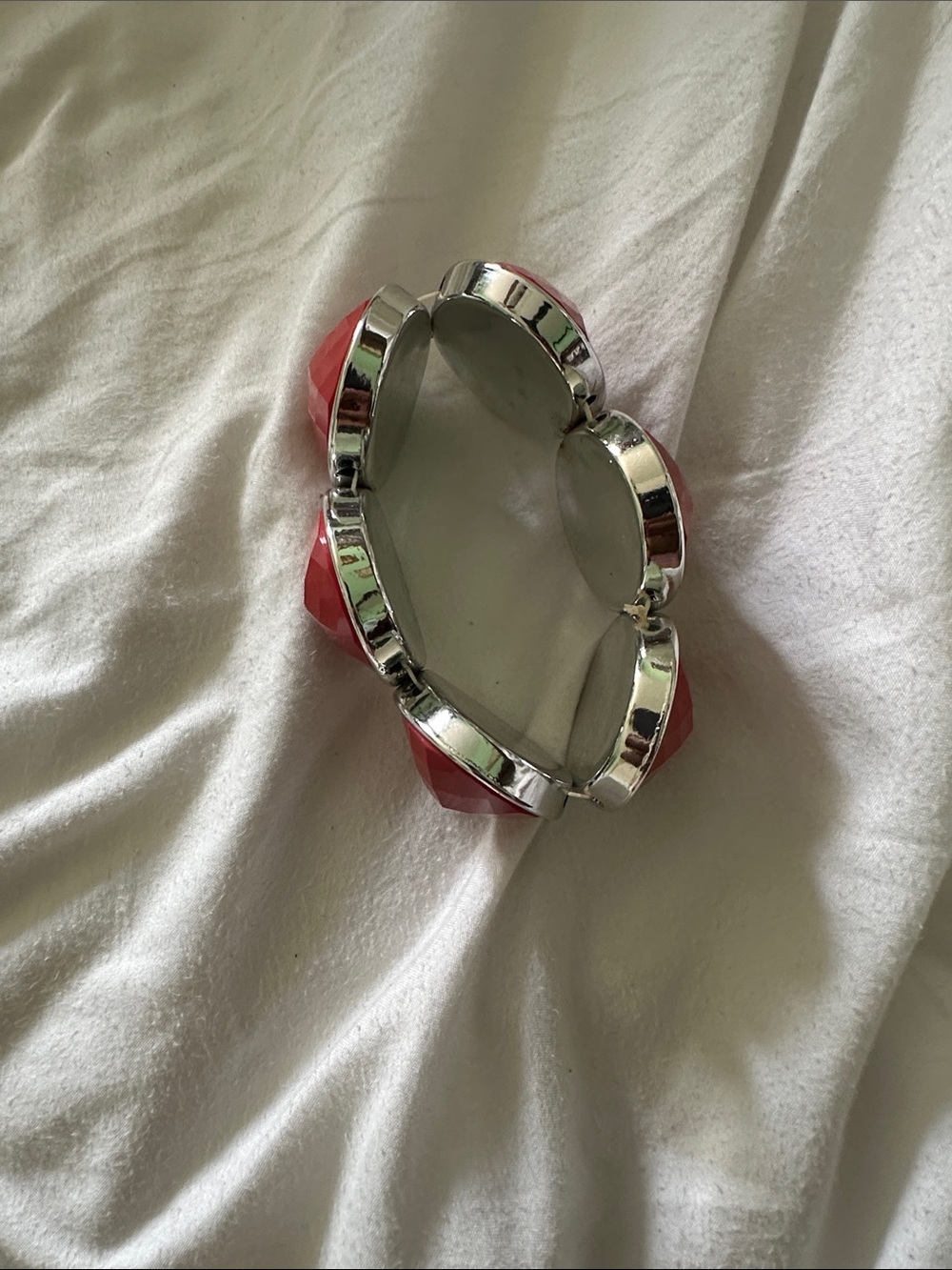 Red Faceted Statement Bracelet - Women's Fashion Jewelry - Picture 4 of 5
